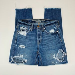 American Eagle Jeans Vintage high rise Artist crop jeans distressed women size 0